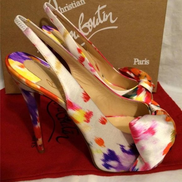 Christian Louboutin VENDOME SLING NODO Satin Bouquet Bow Heel Shoes Sandal - Picture 8 of 12